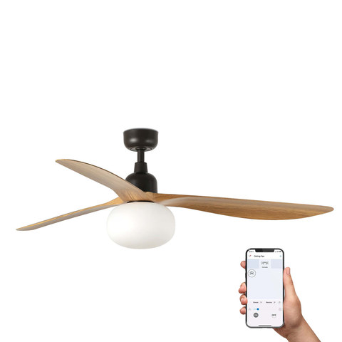 Faro Barcelona OUTWOOD L Ceiling fan brown/oak IP44 E27 TUYA — manufacturer representative image