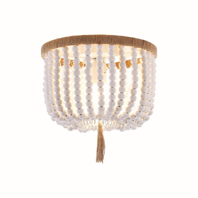 ACA Lighting NETTO CEILING LUMINAIRE 3ΧΕ27 SPETSES WOODEN BEAD IP20 — ML127051P