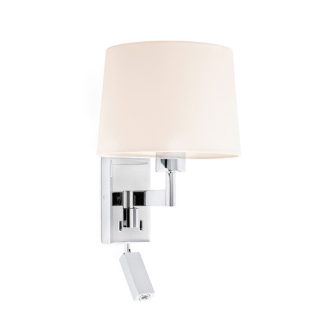 Faro Barcelona ARTIS Chrome/beige wall lamp with reading light — manufacturer representative image