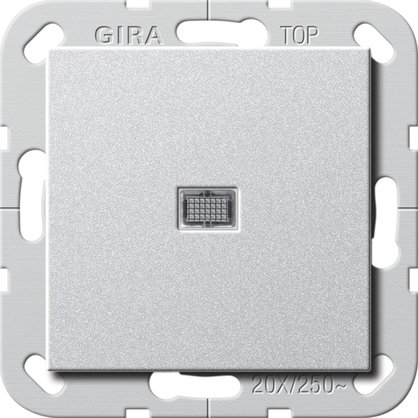 Gira British Standard rocker switch (BS EN 60669-1) 20 AX 250 V~ with rocker and control light colour aluminium Circuit breaker, 2-pole — 283426