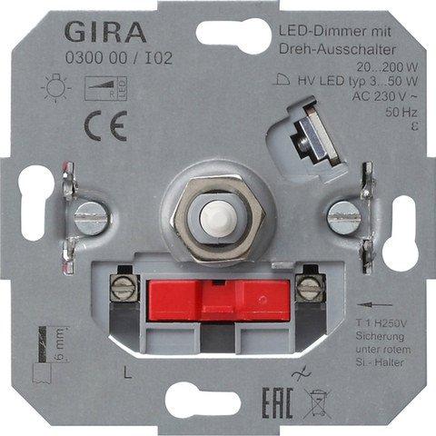 Gira LED dimm.ins. 20 - 200 W rot.on/off Insert — manufacturer representative image