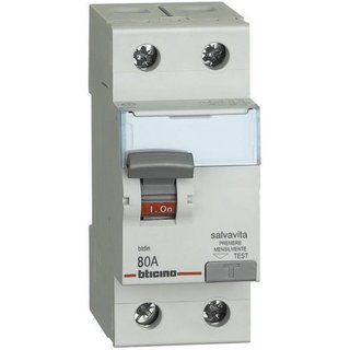 BTicino Earth leakage circuit breaker 2P - type A-S - In= 80A - Idn= 500mA - Vn= 230/400Vac - 2 modules — G725AS80