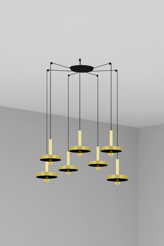 Faro Barcelona WHIZZ 7L Golden/black pendant lamp — manufacturer representative image