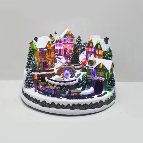 ACA Lighting LED XMAS VILLAGE WITH ROTATING TREE TRAIN &MUSIC 8 SONGS RGB 3AA BATTERIES(NOT INCLUDED) 4,5V 3,6W USB INCLUDED 425*420*285MM — manufacturer representative image