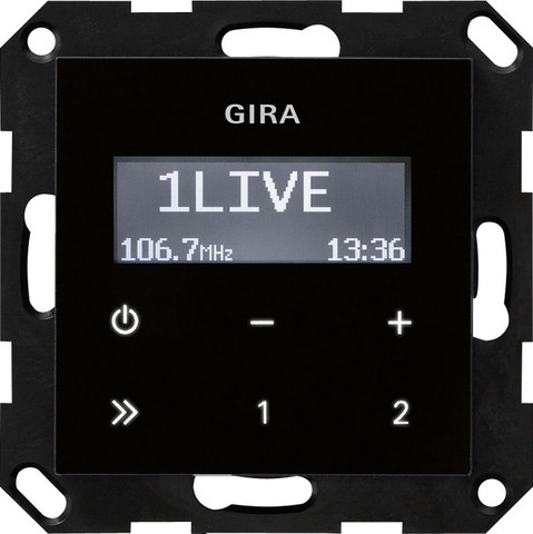 Gira RDS FM radio w/o speaker System 55 black gl.fin. — manufacturer representative image