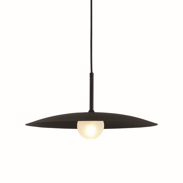 ACA Lighting PENDANT L/F 1xG9 AFINAR BLACK METAL + FROSTED GLASS Φ40Χ120CM — OD94451PB