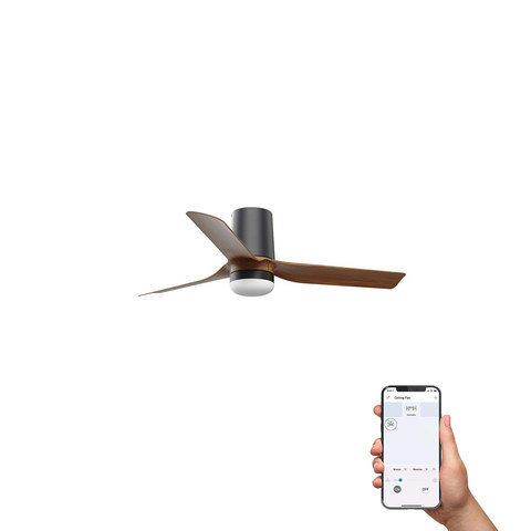 Faro Barcelona MINI PUNT TUB S LED Ceiling fan black/walnut CCT TUYA — manufacturer representative image