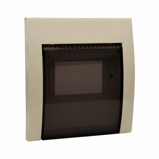AVE Blanc white cover with tinted flap for BL05P box – 5 modules — 53T05BP