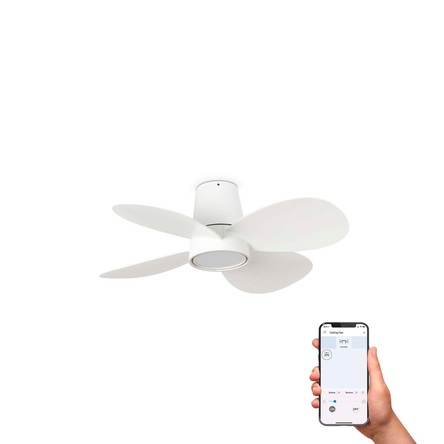Faro Barcelona KLOVER Ceiling fan white 20W SWT TUYA — 34315SWT
