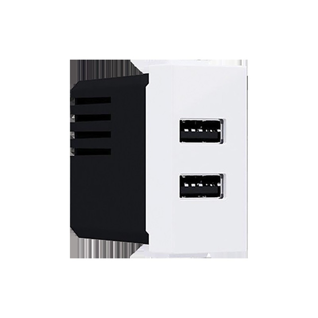 ACA Lighting MODYS USB CHARGER WHITE 1 M. 2XUSB 5VDC 2X1.2A IP20 — 10101412821