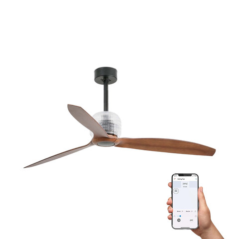 Faro Barcelona DECO FAN M Black/walnut fan TUYA — manufacturer representative image