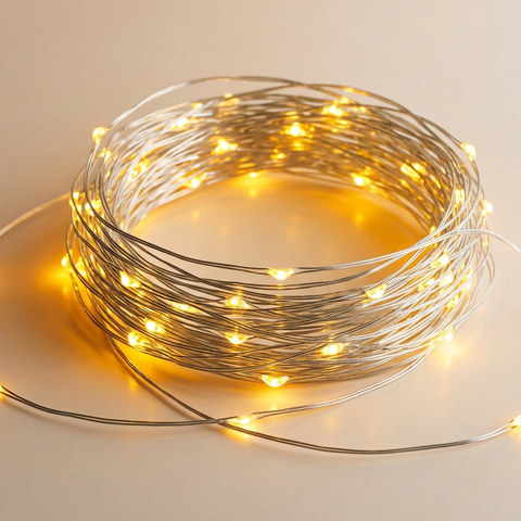 ACA Lighting XMAS LED STRING MICRO LIGHTS 40 WW SILVER LEADWIRE 10CM IP20 BATTERY OPERATED 3xAA 4.5VAC L2m WITH TRY-ME DISPLAY BOX — manufacturer representative image