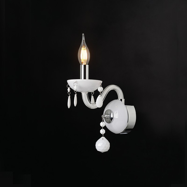 ACA Lighting NETTO WALL MOUNTED LUMINAIR 1XE14 WHITE CRYSTAL + CHROME METAL 20X32CM TULIA — BLK82041WWC