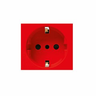 AVE Schuko socket outlet 2P+E 16A 250V – shuttered – red – 2 modules — 45B90TSR