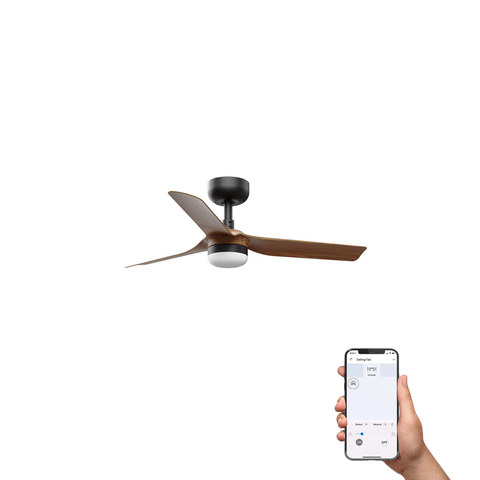 Faro Barcelona MINI PUNT S LED Ceiling fan black/walnut 10W SWT TUYA — manufacturer representative image