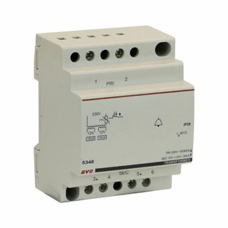 AVE Transformer 230/12-24Vac 30VA – 4 modules — 5348