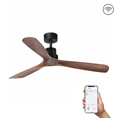 Faro Barcelona LANTAU L Matt black/walnut fan TUYA — manufacturer representative image
