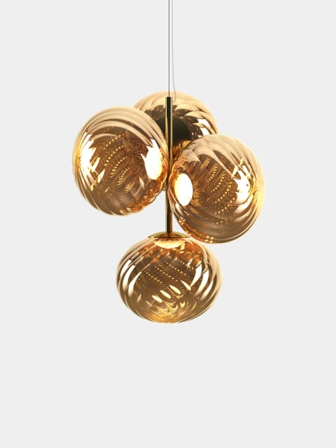 Tom Dixon Whirl Mini Chandelier | Gold Polished Polycarbonate — WHC04GO-CEUM4