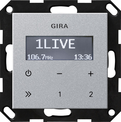 Gira RDS FM radio w/o speaker System 55 c.alum.(lac.) — manufacturer representative image