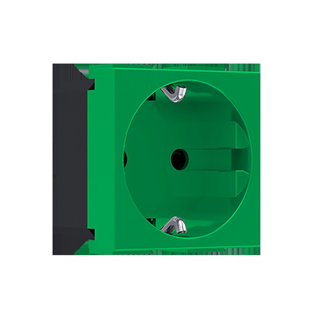 ACA Lighting MODYS SCHUKO SOCKET GREEN ANTIBACT. 2 M. 2P+E 16A 250VAC IP20 — 10101312569 — manufacturer representative image