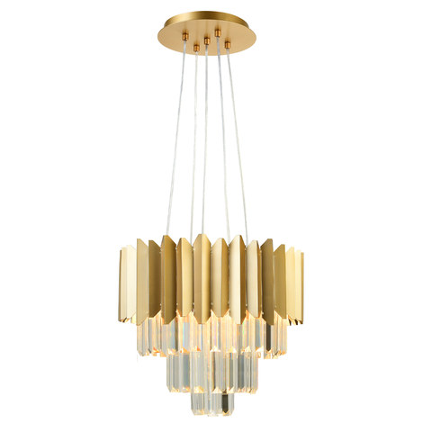 ACA Lighting EMPIRE - PENDANT LAMP 5X14 CRYSTAL + GOLD METALLIC Φ400x1000mm — manufacturer representative image