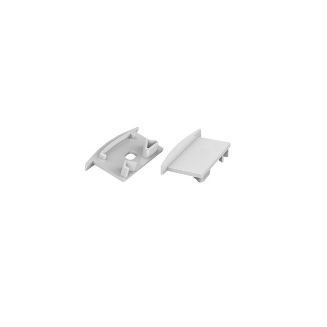 ACA Lighting SET OF GREY PLASTIC END CAPS FOR P191, 1 WITHOUT HOLE & 1 WITH HOLE — EP191