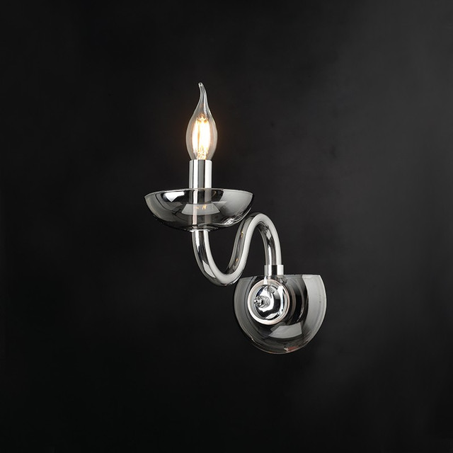 ACA Lighting NETTO WALL MOUNTED LUMINAIR 1XE14 TINT CRYSTAL + CHROME METAL 22X30CM LUNARIA — BLK82181WSGC
