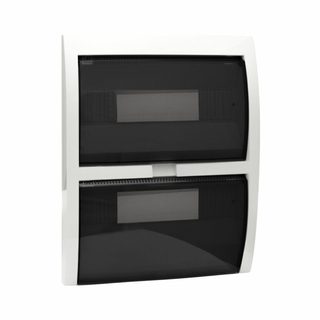 AVE Banquise white cover with tinted flap for 53S36 box – 36 modules — 53T36BG