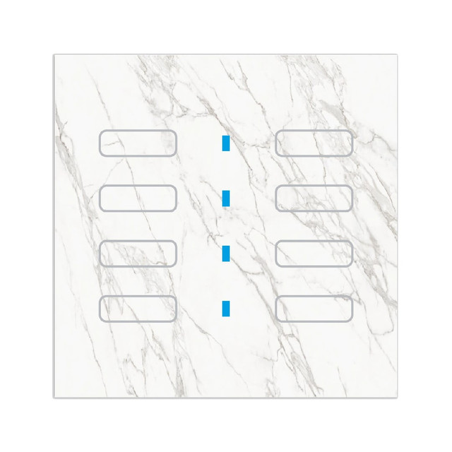 Blumotix Glass Marble cover — 8 buttons, square, white marble effect — BX-F-QWM8N