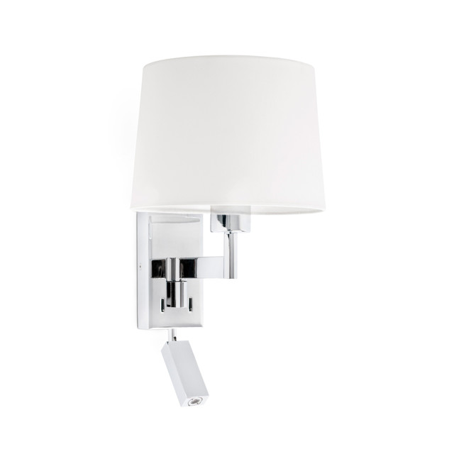 Faro Barcelona ARTIS Chrome/white wall lamp with reading light — 68493-01