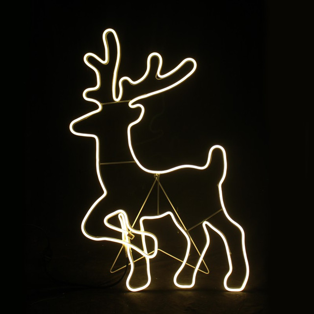 ACA Lighting "STANDING REINDEER" 500LED MOTIF 5m NEON ROPE LIGHT WARM WHITE IP44 54x82cm 1.5m LEAD CABLE — X085001414
