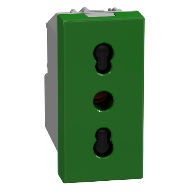 BTicino Italian standard P17/11 socket 2P+E 16 A 250 V - 1 module - green — Y4180G