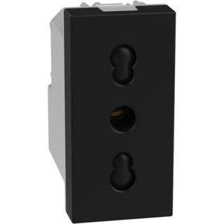 BTicino Italian standard P17/11 socket 2P+E 16 A 250 V - 1 module - dark — YD4180