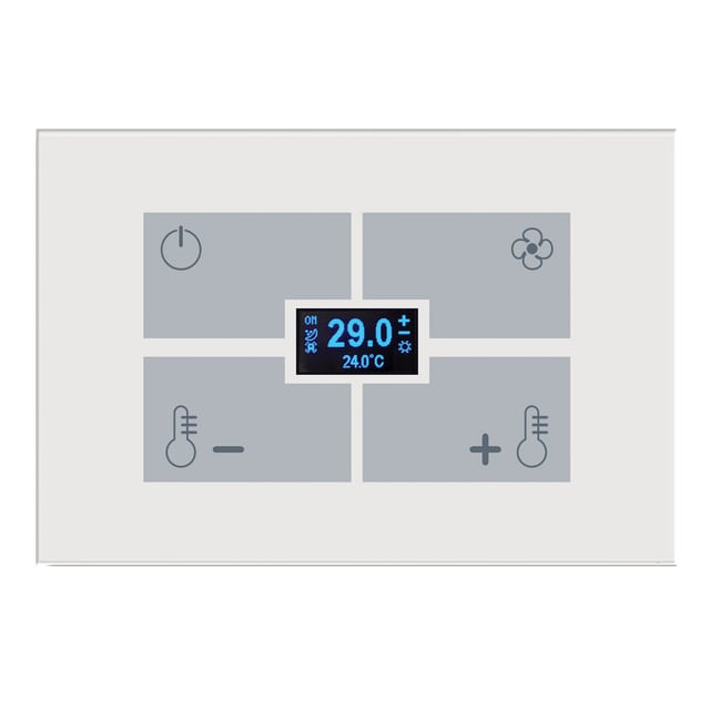 Blumotix Glass Button cover — KNX Glass Thermostat rectangular white — BX-F-RWT