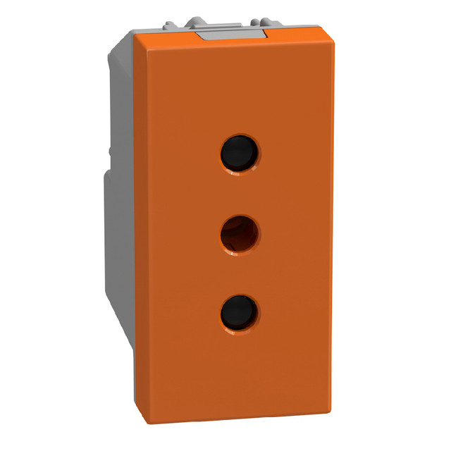 BTicino Italian standard P11 socket 2P+E 10 A 250 V - 1 module - orange — Y4113O