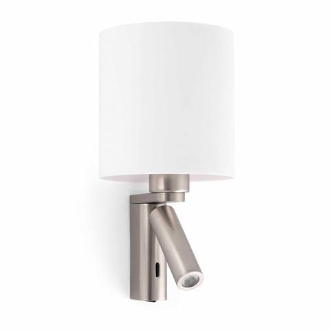 Faro Barcelona ROB SHADE Matt nickel wall lamp with reading light — manufacturer representative image