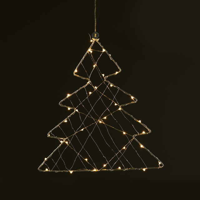 ACA Lighting "1D Copper Wire Metal Motifs" , TREE, 40 ΜINI LED LIGHTS WITH COPPER WIRE & ADAPTOR (3V DC), WARM WHITE, IP44, 28.5x29.5cm, 3m TRANSPARENT LEAD CABLE — X064014250
