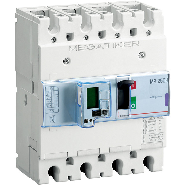 BTicino M2 250H - electronic Mccb with earth fault protection 3P+N - Icu= 70kA - In= 250A — T724H250T
