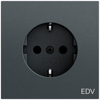 Gira SCHUKO socket outlet 16 A 250 V~ with imprint “EDV" anthracite (lacquered) — 445873