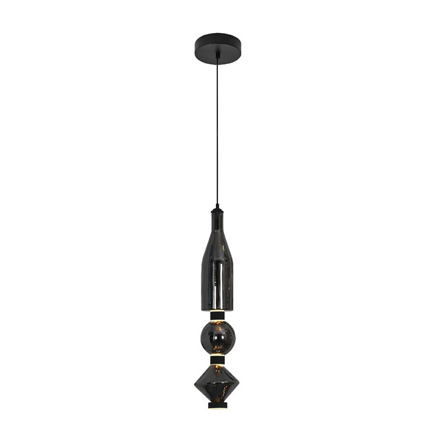 ACA Lighting RUMI-PENDANT LAMP GOLD METAL + BLACK GLASS LED 15W 3000K-4000K-6000K 1200LM IP20 D190xH1500 — HM2503ABC