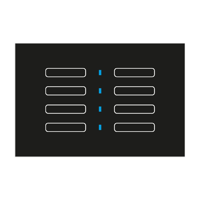 Blumotix Glass Button cover — 8 buttons, rectangular, black — BX-F-RB8N